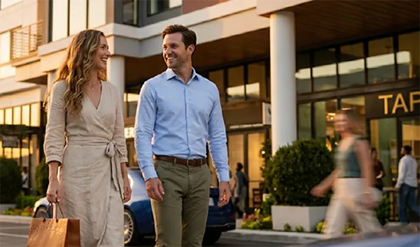 Couple exploring the Uptown Tucson retail promenade